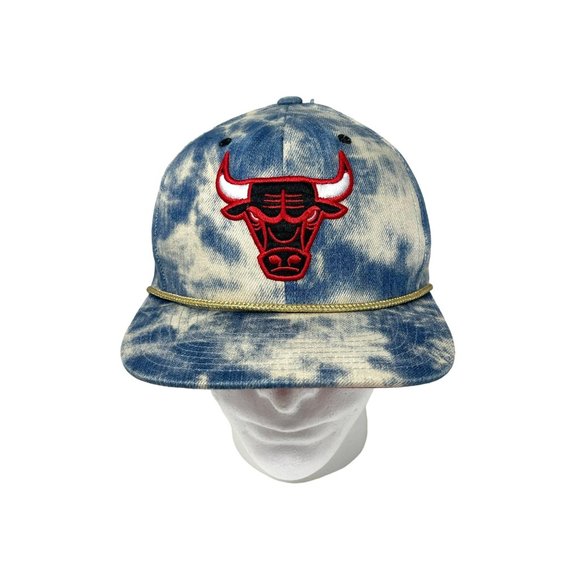 Retro Mitchell And Ness Chicago Bulls Denim NBA Hardwood Adjustable Hat Cap - Picture 1 of 7